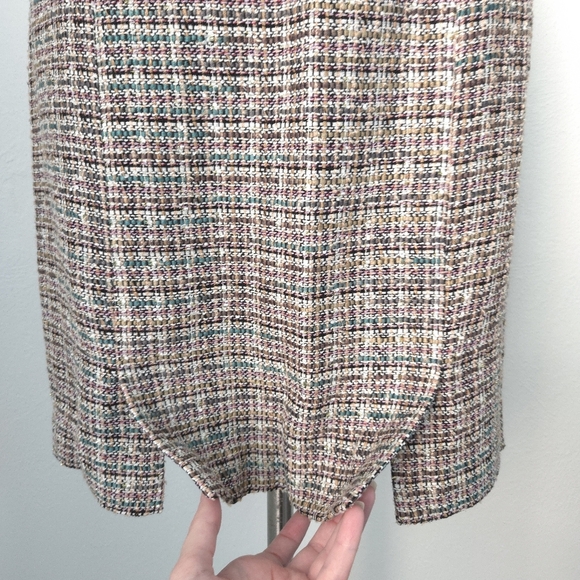 Brooks Brothers Gold, Pink & Green Boucle Tweed Pencil Skirt - Picture 5 of 7